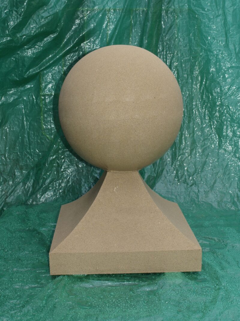 Cast stone ball on square base 550mm