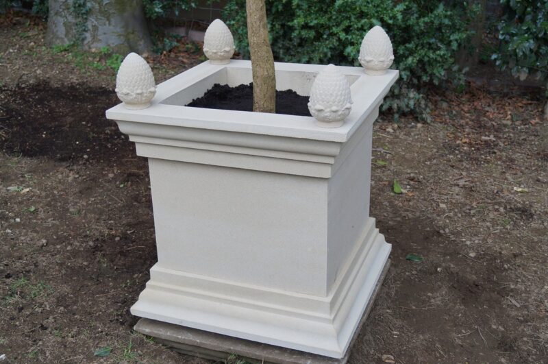 Cast stone planter, plain jardinere