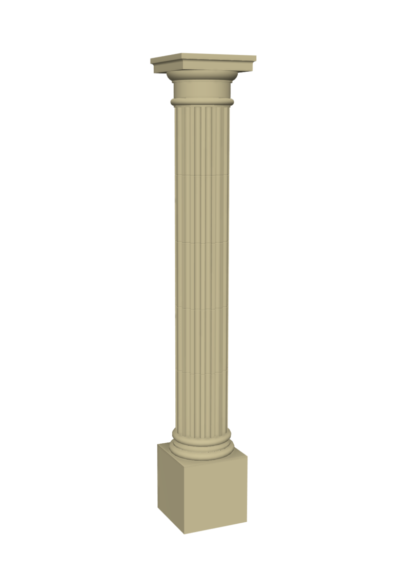 Large fluted cast stone column 3D rendering