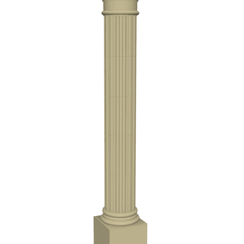 Large fluted cast stone column 3D rendering