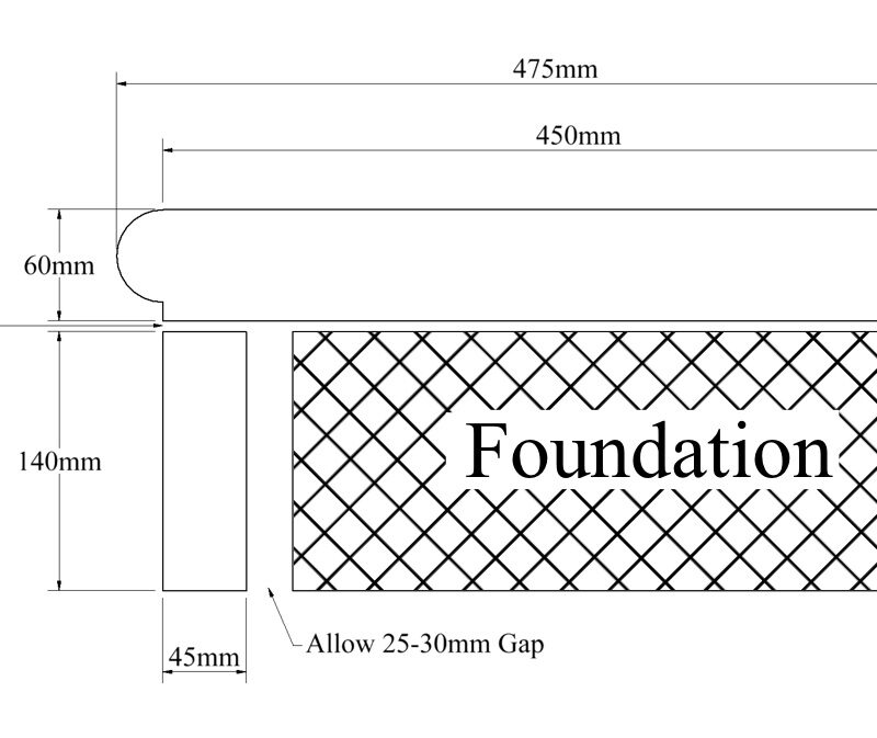 Cast stone steps 450mm diagram