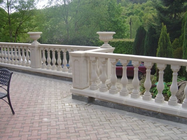 905mm cast stone balustrade as patio perimeter