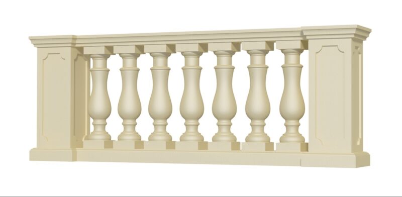 955mm cast stone balustrade 3D rendering