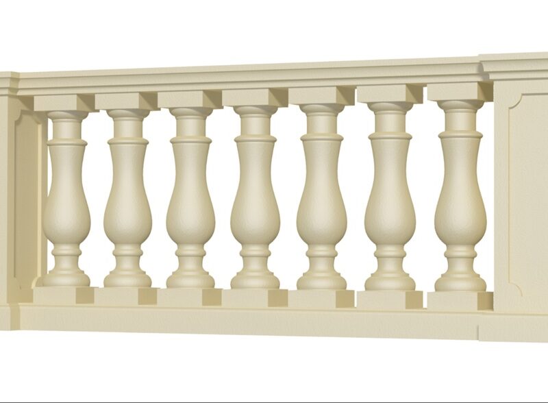 955mm cast stone balustrade 3D rendering