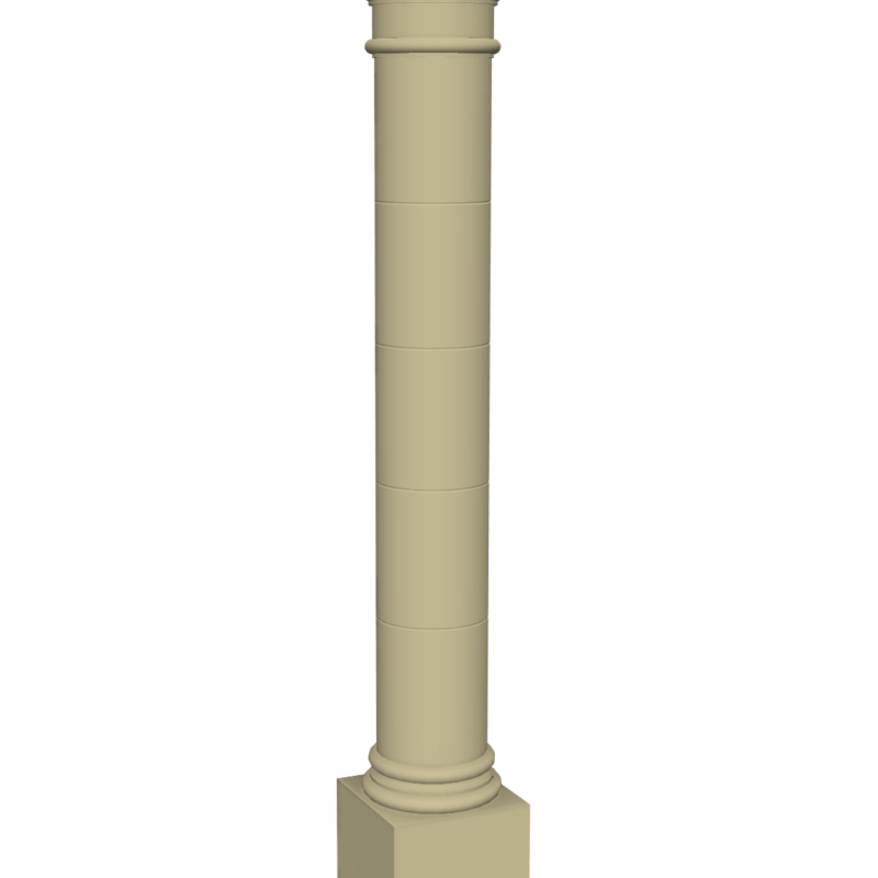 Large cast stone column 3D rendering