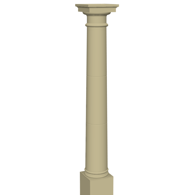 Tapered cast stone column 3D rendering