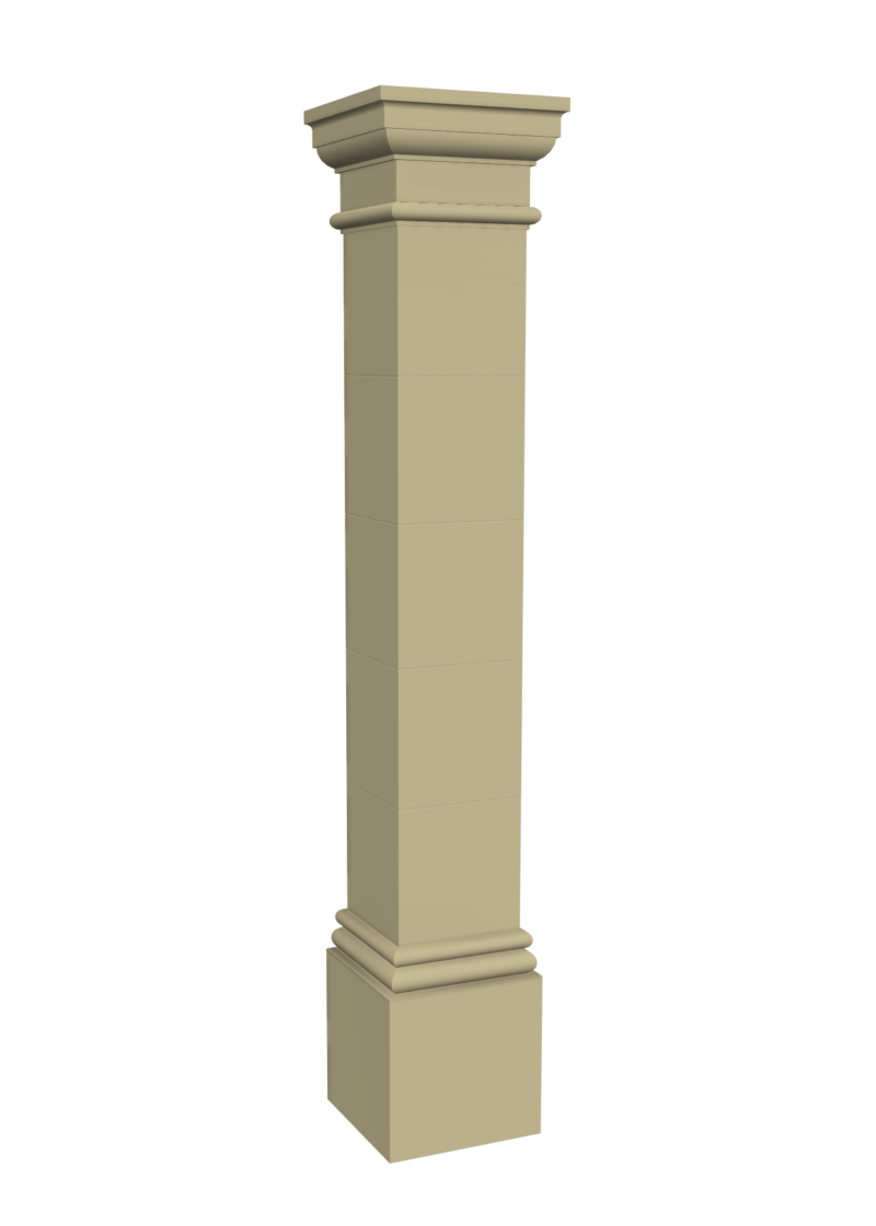 Grand square cast stone column 3D rendering