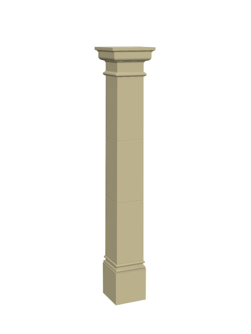 Square cast stone column 3D rendering