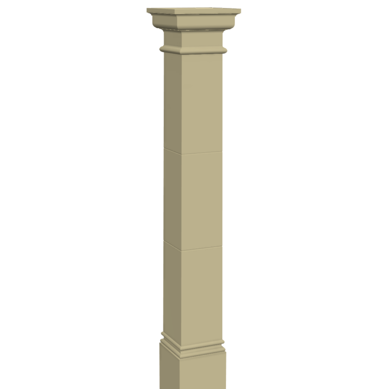 Square cast stone column 3D rendering