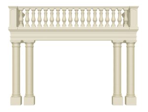 Cast Stone Portico Balustrade Porch 3D Rendering