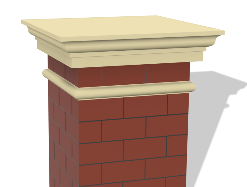 Pier string course 3D rendering with brick pillar