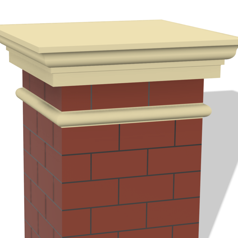 Pier string course 3D rendering with brick pillar