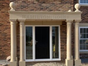 Cast Stone Portico Inscribed Porch