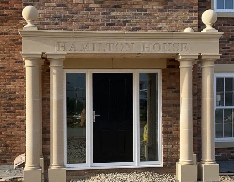 Cast Stone Portico Inscribed Porch