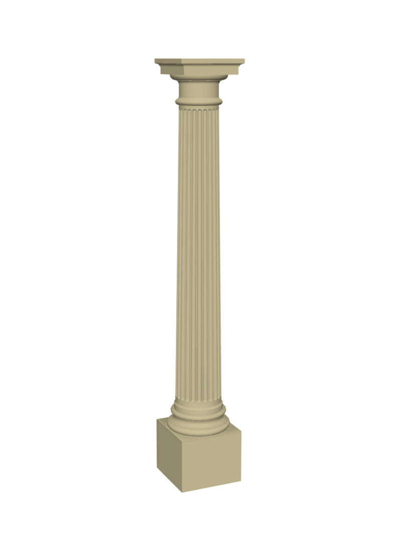 Fluted cast stone column 3D rendering