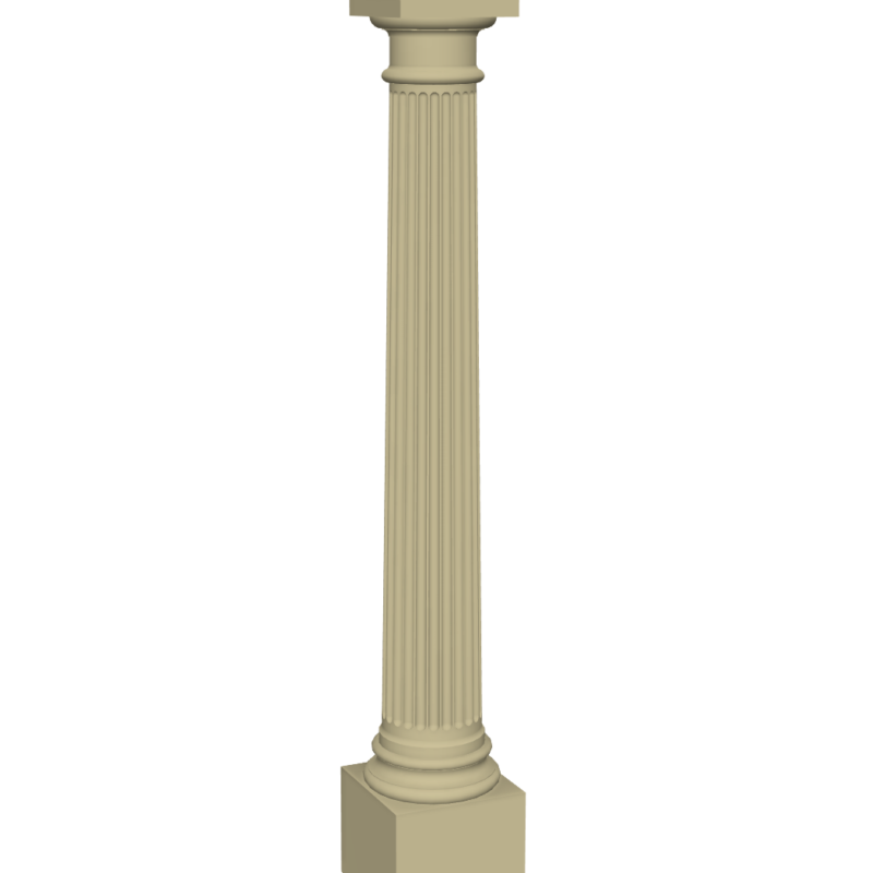 Fluted cast stone column 3D rendering